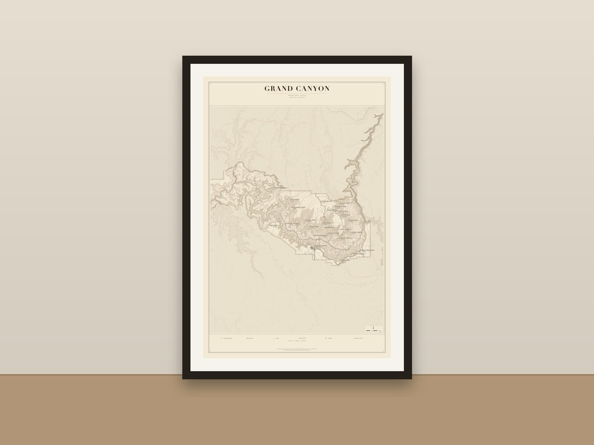Grand Canyon National Park Map Poster – Minimalist Trail Map