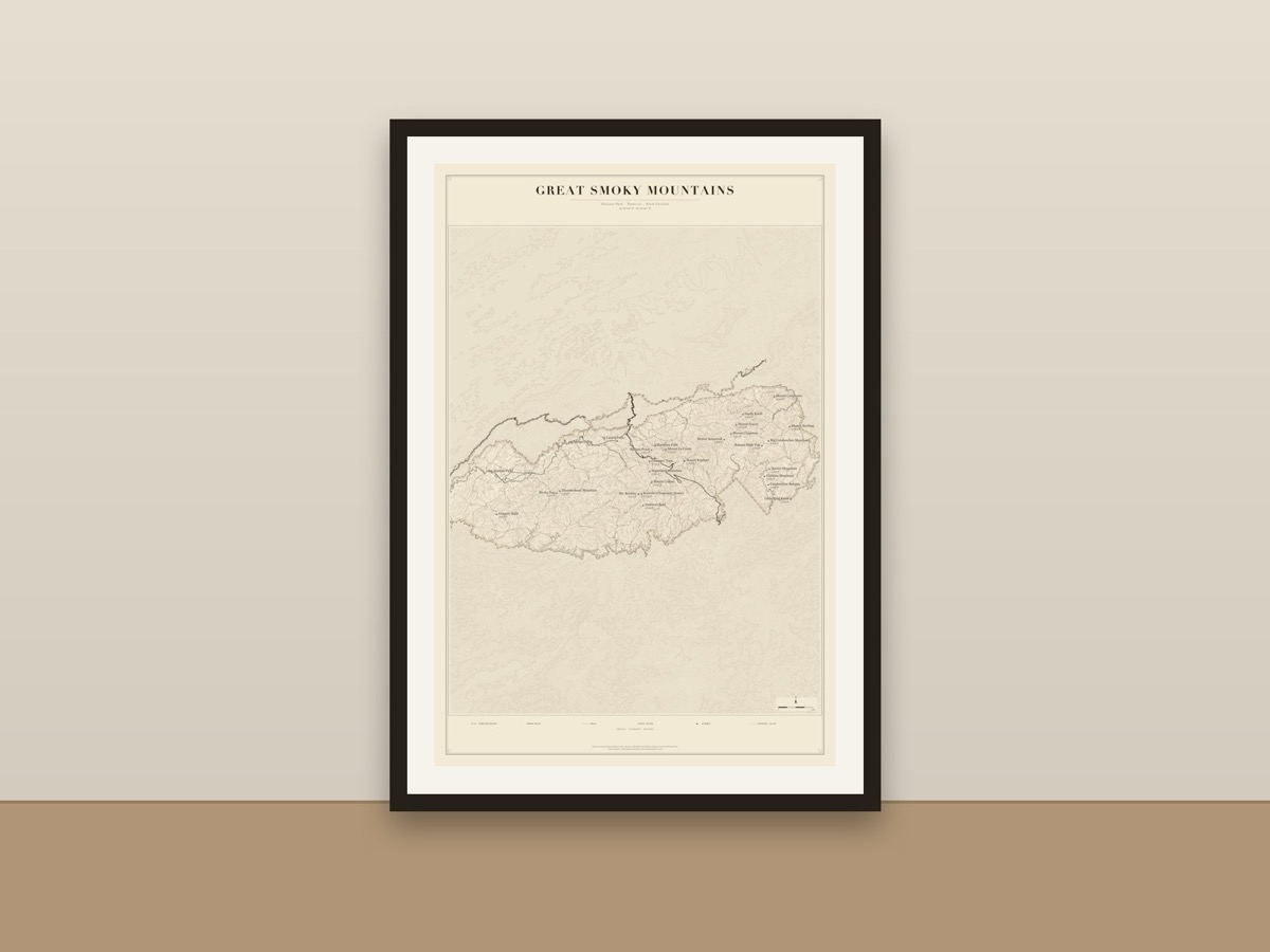 Great Smoky Mountains National Park Map Poster – Minimalist Trail Map