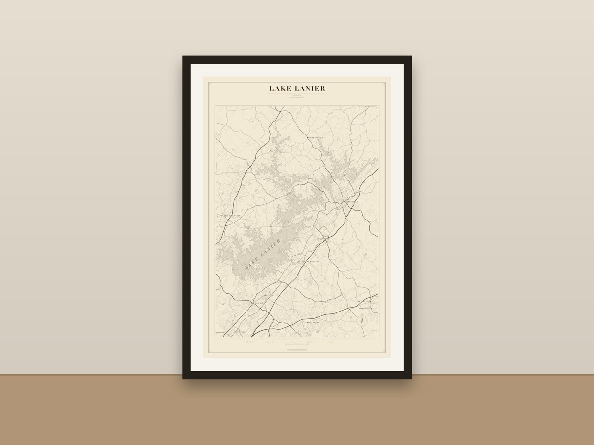 Lake Lanier Map Poster – Minimalist Lake Map Print