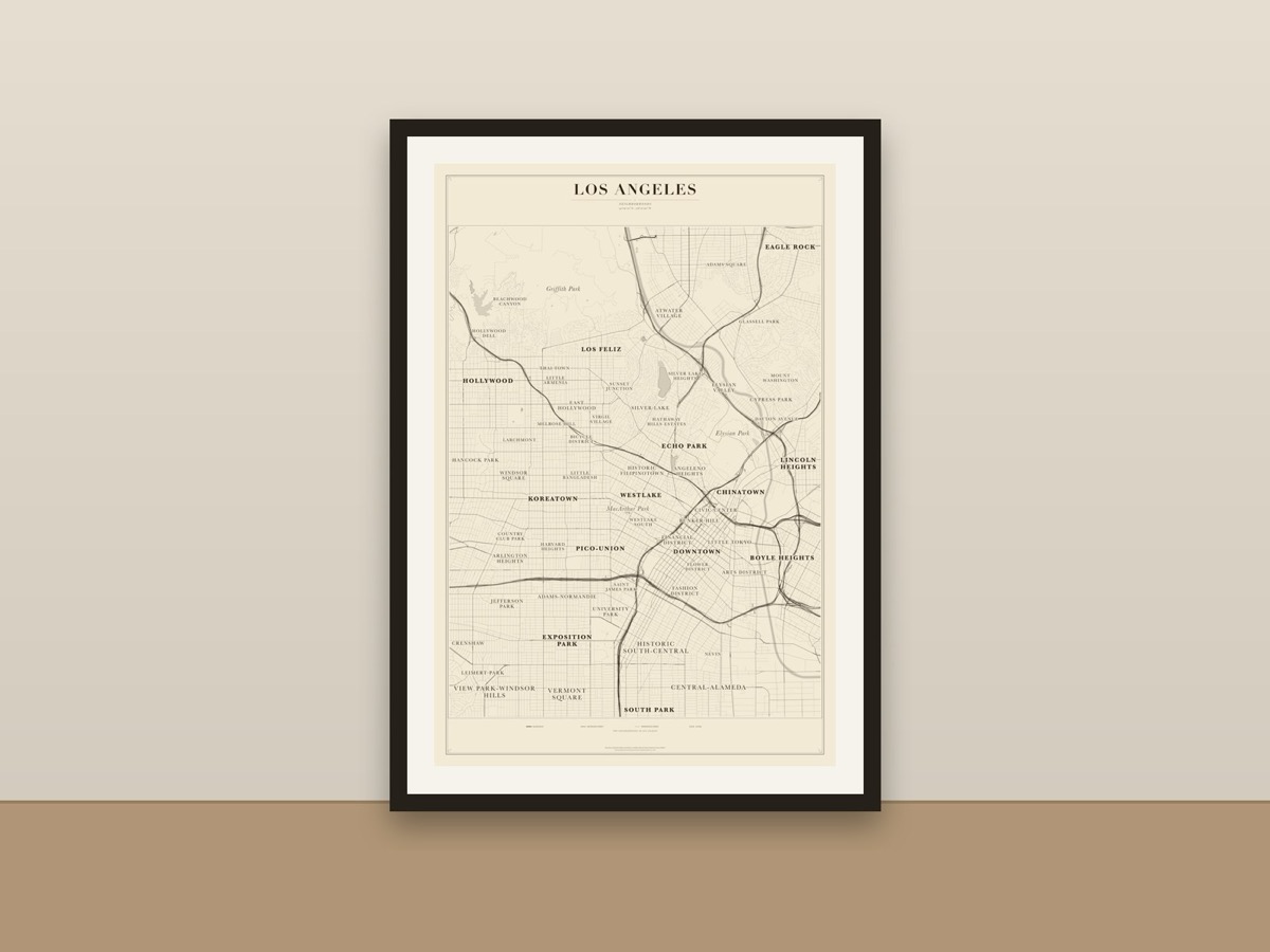 Los Angeles Neighborhood Map Poster – Minimalist Los Angeles Neighborhoods Print