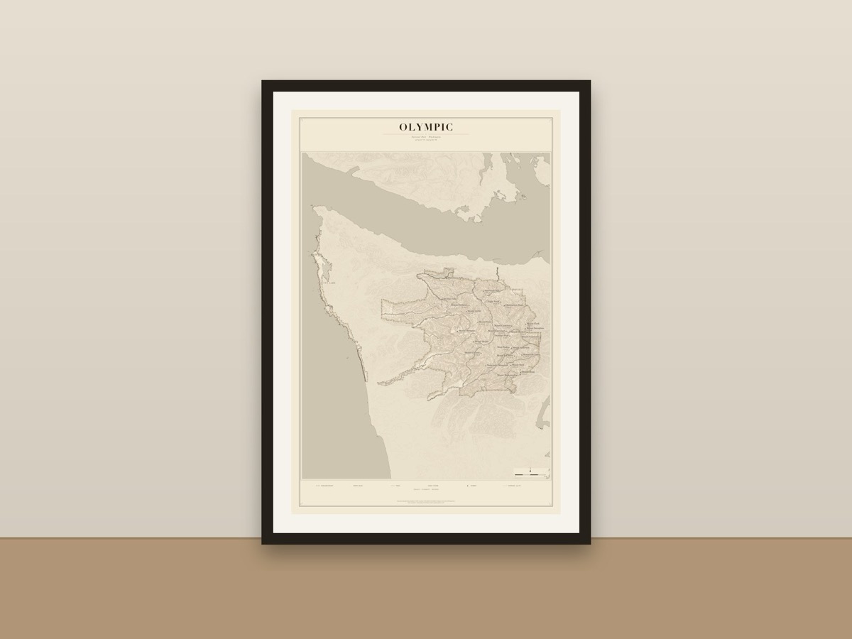 Olympic National Park Map Poster – Minimalist Trail Map