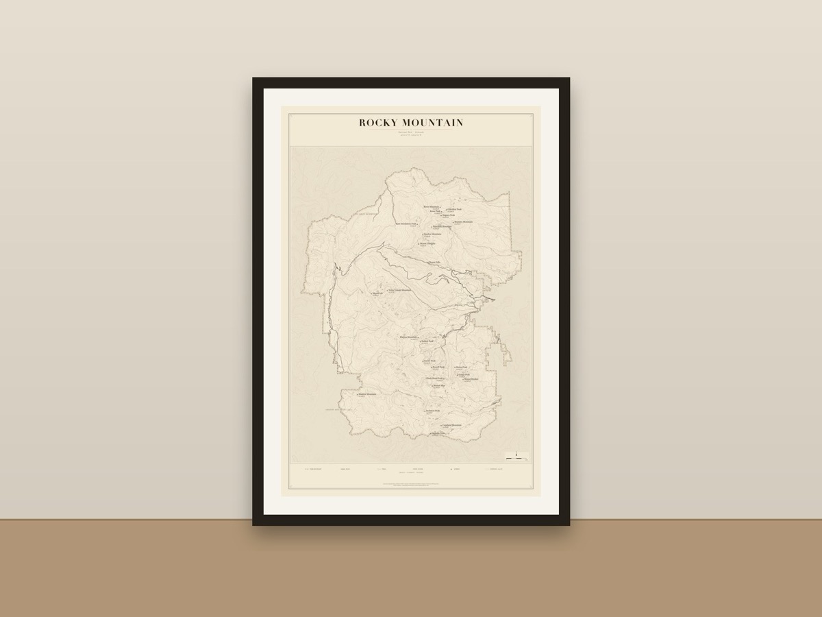 Rocky Mountain National Park Map Poster – Minimalist Trail Map