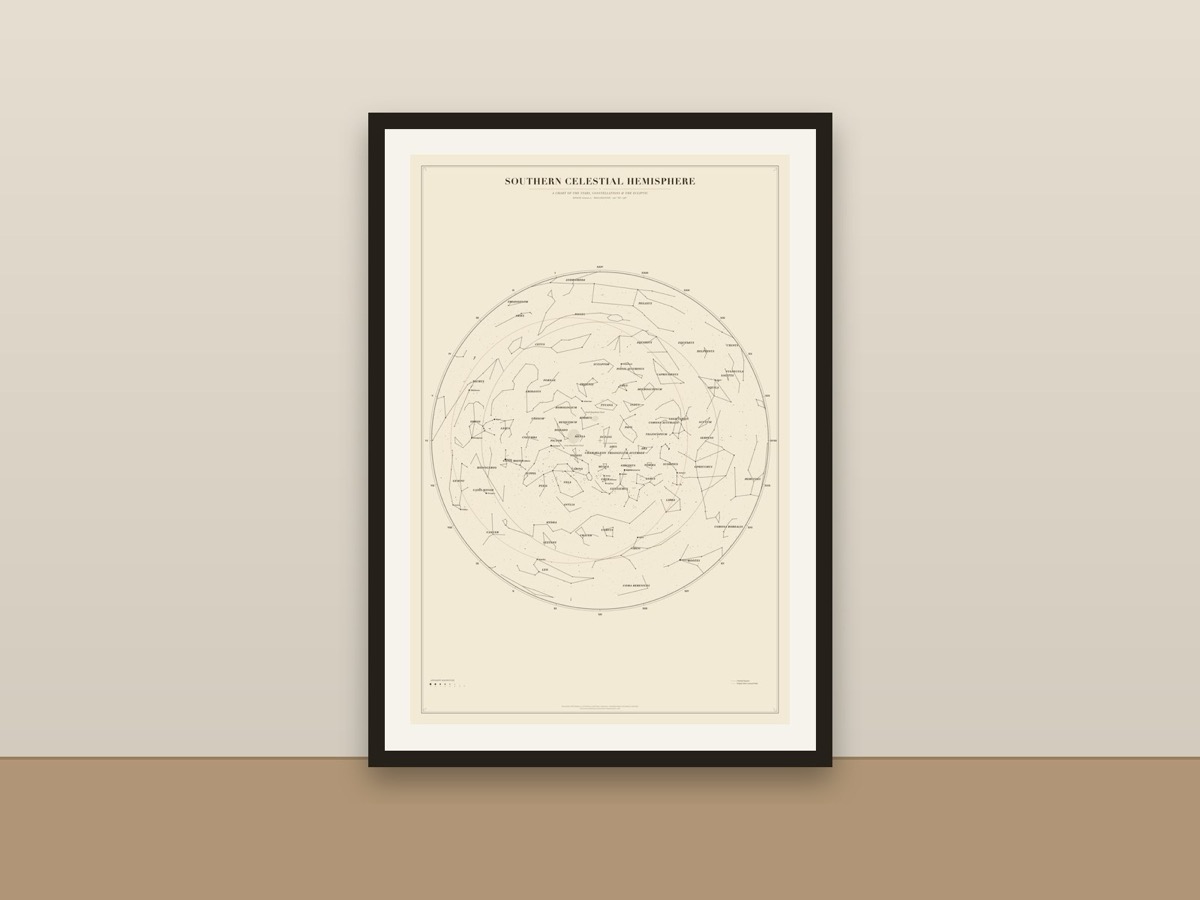 Southern Sky Star Chart Poster – Constellations of the Southern Hemisphere