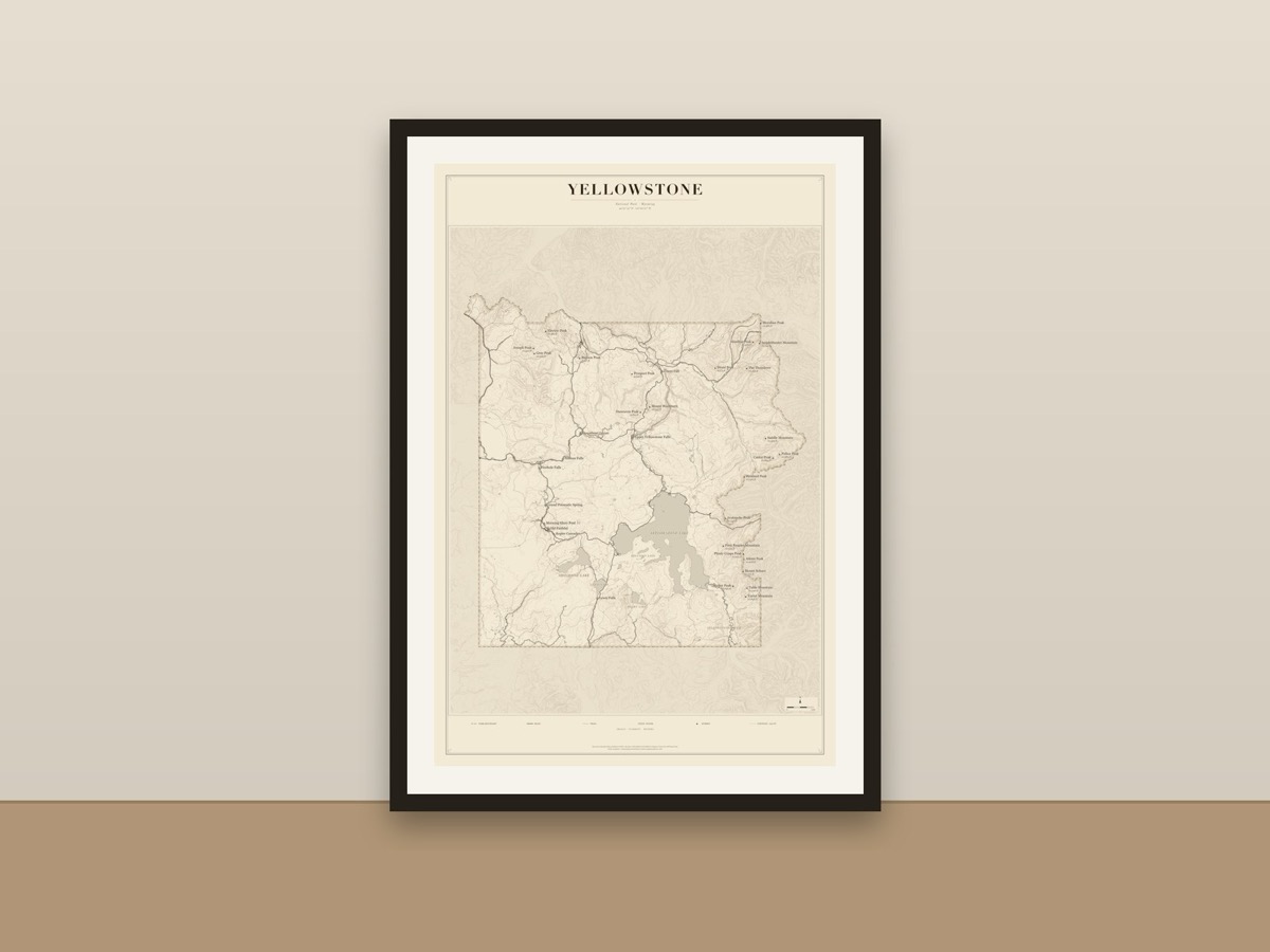 Yellowstone National Park Map Poster – Minimalist Trail Map