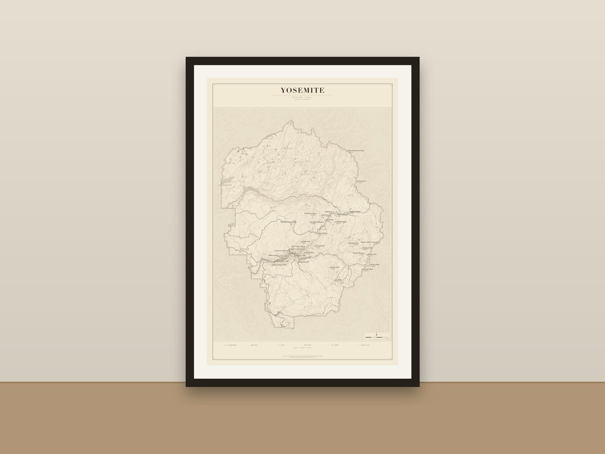Yosemite National Park Map Poster – Minimalist Trail Map