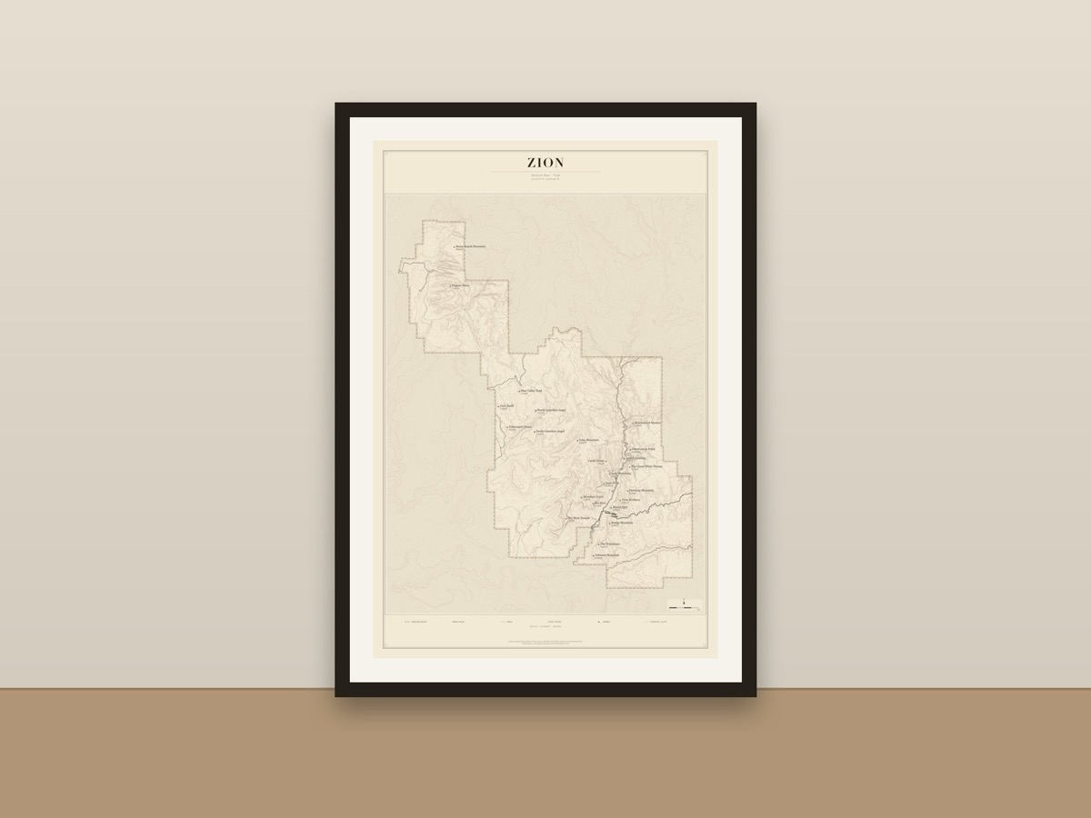 Zion National Park Map Poster – Minimalist Trail Map